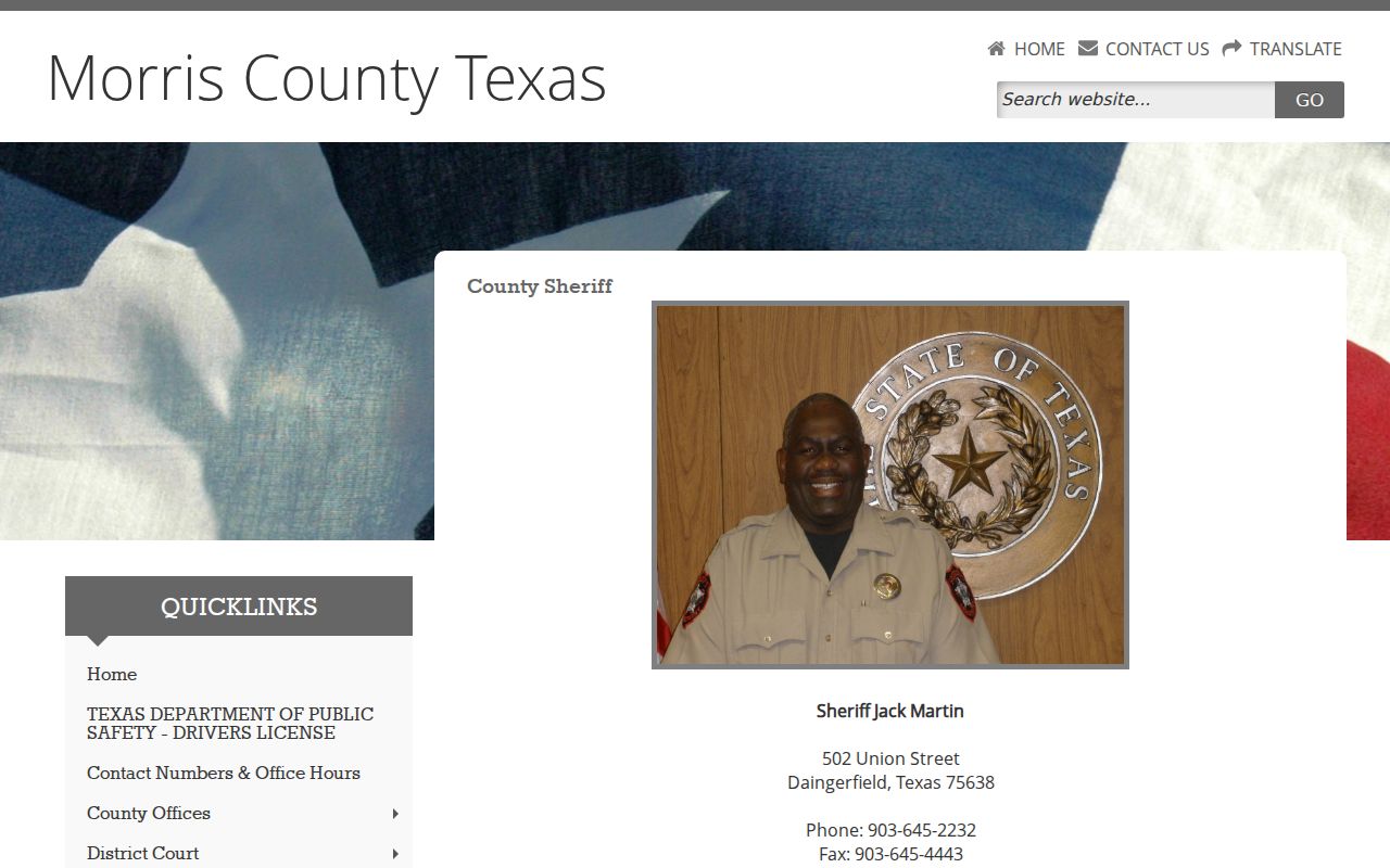 Morris County arrest records and sheriff custody contact page