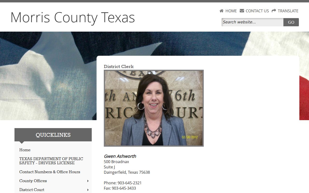 Morris County criminal court records on the District Clerk page