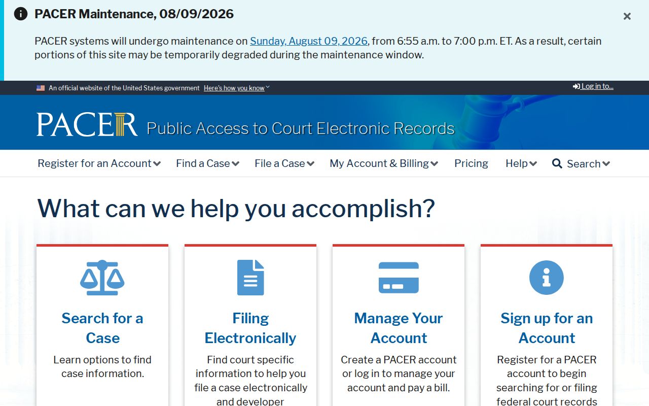 Morris County criminal history federal PACER access